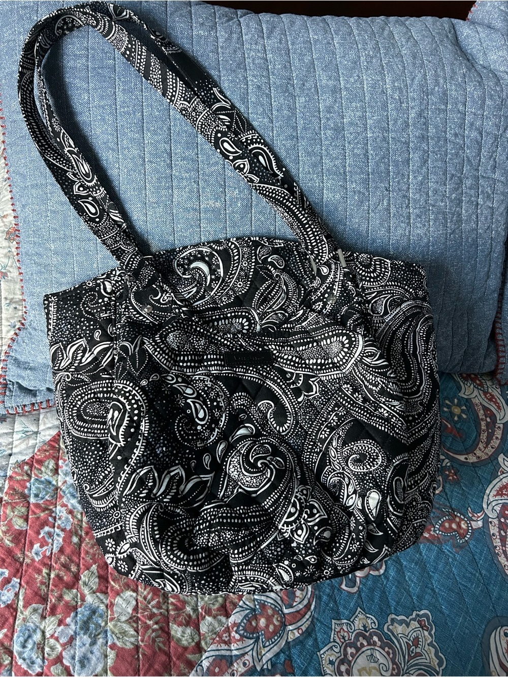 Vera Bradley Black Paisley Quilted Tote Bag